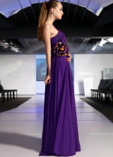 Deep Purple perlage une épaule étage longueur Prom robe
