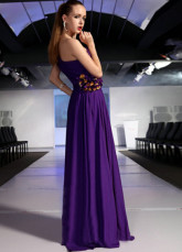 Deep Purple perlage une épaule étage longueur Prom robe