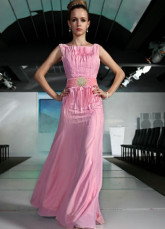 Sweet soie rose comme robe de Satin étage longueur féminine Prom