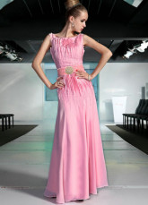 Sweet soie rose comme robe de Satin étage longueur féminine Prom