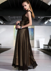 Prom robe du Chiffon de perlage N-neck Tencel étage longueur femmes élégantes