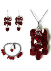 Alice Dreams Dark Red Swarovski Crystal Jewelry Set