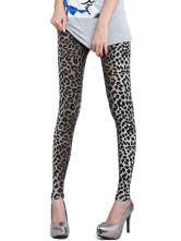 Modern Gray Leopard Terylene Spandex Women's Leggings