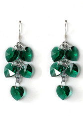 Gorgeous Dark Green Heart Shaped Crystal Earrings