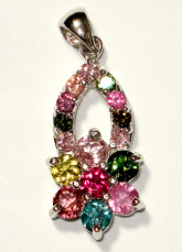 Sweet coloré fleur d'argent Gemstone pendentif pour femmes