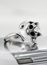 Mignons unisexe de Type Cat ouverture Antiqued véritable anneau d'argent