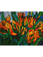 Belles tulipes toile fleur peinture à l'huile
