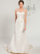 Beautiful White Rococo A-line Sweetheart Satin Wedding Dress