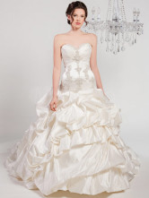 Romantic Ivory Rococo A-line Sweetheart Taffeta Bridal Wedding Dress