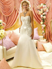Ivory Sweetheart Mermaid Trumpet Rococo Satin Embroidery Wedding Dress