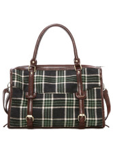 Plaid Pattern Buckles Woolen Cloth Womens Tote Bag