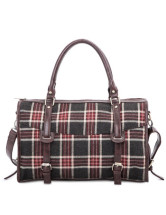 Plaid Pattern Buckles Woolen Cloth Womens Tote Bag