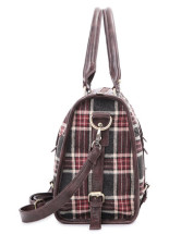 Plaid Pattern Buckles Woolen Cloth Womens Tote Bag