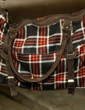 Plaid Pattern Buckles Woolen Cloth Womens Tote Bag