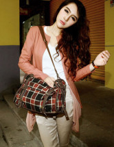 Plaid Pattern Buckles Woolen Cloth Womens Tote Bag