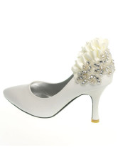 Décoration de dentelle en cuir blanc a souligné Toe Wedding Bridal Shoes