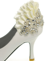 White Leather Shoe Laces on White Leather Lace Decoration Pointed Toe Wedding Bridal Shoes