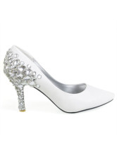 En cuir blanc Rhinestone décoration mariage Bridal Shoes