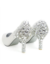 En cuir blanc Rhinestone décoration mariage Bridal Shoes