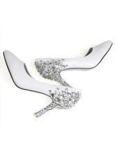 En cuir blanc Rhinestone décoration mariage Bridal Shoes