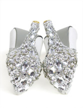 En cuir blanc Rhinestone décoration mariage Bridal Shoes