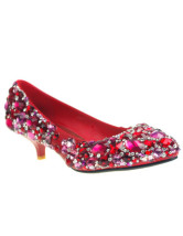 Red mixtes de chaussures en cuir de cristal Wedding Bridal