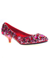 Red mixtes de chaussures en cuir de cristal Wedding Bridal