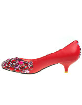 Red mixtes de chaussures en cuir de cristal Wedding Bridal