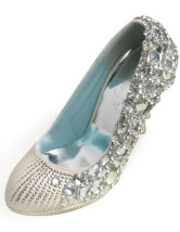 Blanc mixtes Rhinestone décoration Bridal haut talon chaussures en cuir