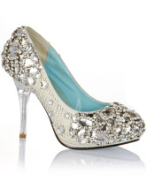 Blanc mélangé Rhinestone décoration mariage Bridal chaussures de cuir