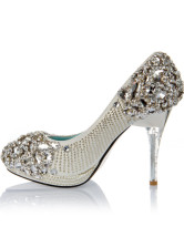 Blanc mélangé Rhinestone décoration mariage Bridal chaussures de cuir