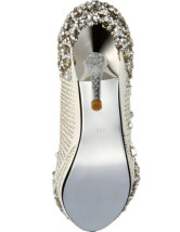 Blanc mélangé Rhinestone décoration mariage Bridal chaussures de cuir