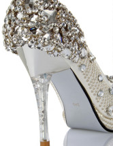Blanc mélangé Rhinestone décoration mariage Bridal chaussures de cuir