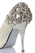 Blanc mélangé Rhinestone décoration mariage Bridal chaussures de cuir
