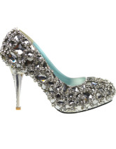 D'argent mixtes Rhinestone décoration Bridal haut talon chaussures en cuir