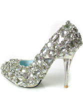 D'argent mixtes Rhinestone décoration Bridal haut talon chaussures en cuir