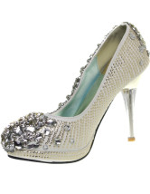 D'argent mixtes Rhinestone décoration Bridal haut talon chaussures en cuir