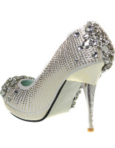 D'argent mixtes Rhinestone décoration Bridal haut talon chaussures en cuir