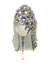 D'argent mixtes Rhinestone décoration Bridal haut talon chaussures en cuir