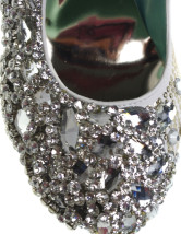 D'argent mixtes Rhinestone décoration Bridal haut talon chaussures en cuir