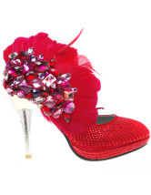 Red mixtes de chaussures en cuir de la plume de cristal Wedding Bridal