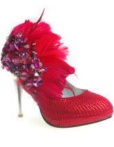 Red mixtes de chaussures en cuir de la plume de cristal Wedding Bridal