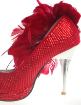 Red mixtes de chaussures en cuir de la plume de cristal Wedding Bridal