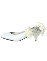 Blanc mélangé ruban Rhinestone décoration Bridal chaussures de cuir