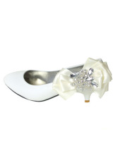 Blanc mélangé ruban Rhinestone décoration Bridal chaussures de cuir