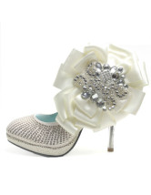D'argent mixtes en cuir fleur Rhinestone Wedding Bridal Shoes