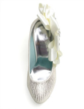 D'argent mixtes en cuir fleur Rhinestone Wedding Bridal Shoes