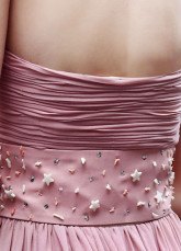 Rose Halter dentelle perlée plissé robe du soir