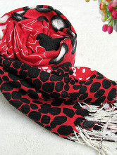 Red Dots Printing Imitated Cashmere Women's Scarf