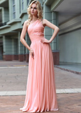 Rose touristes a plaidé Applique étage longueur robe du soir